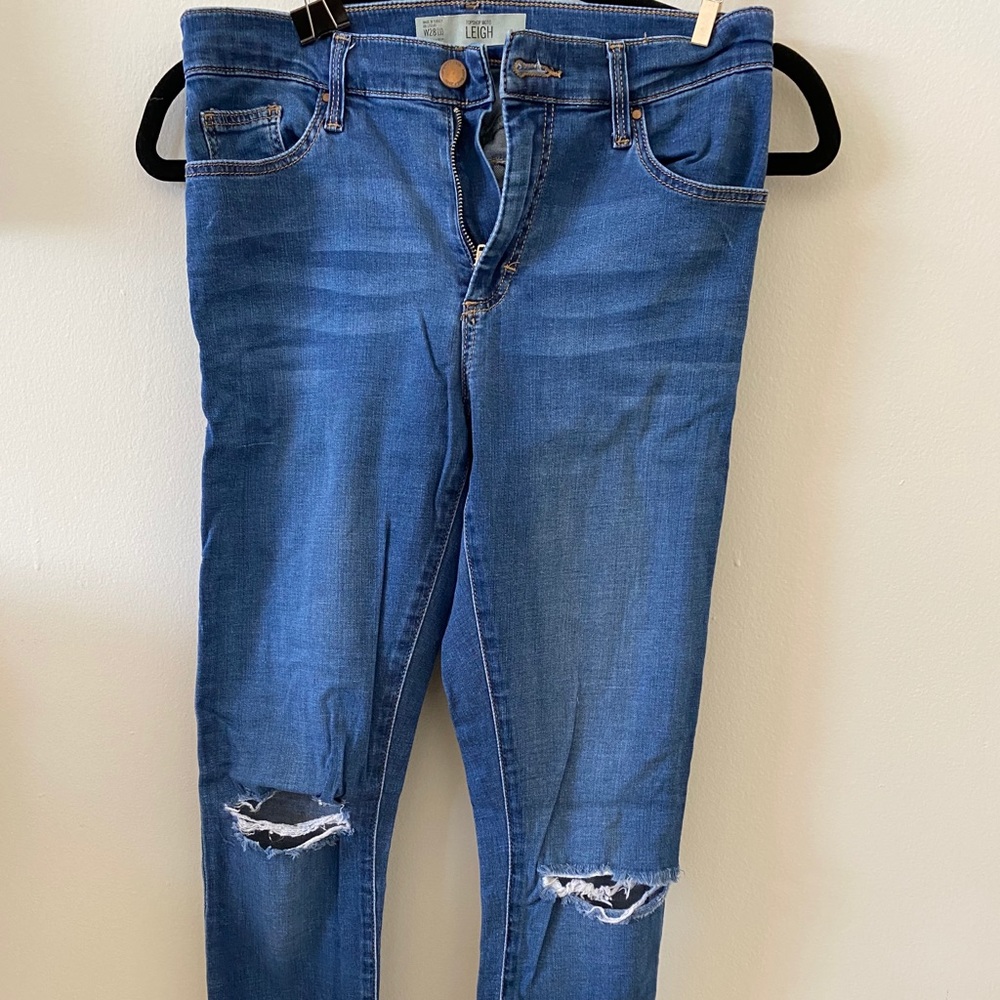 Distressed skinny jeans topshop